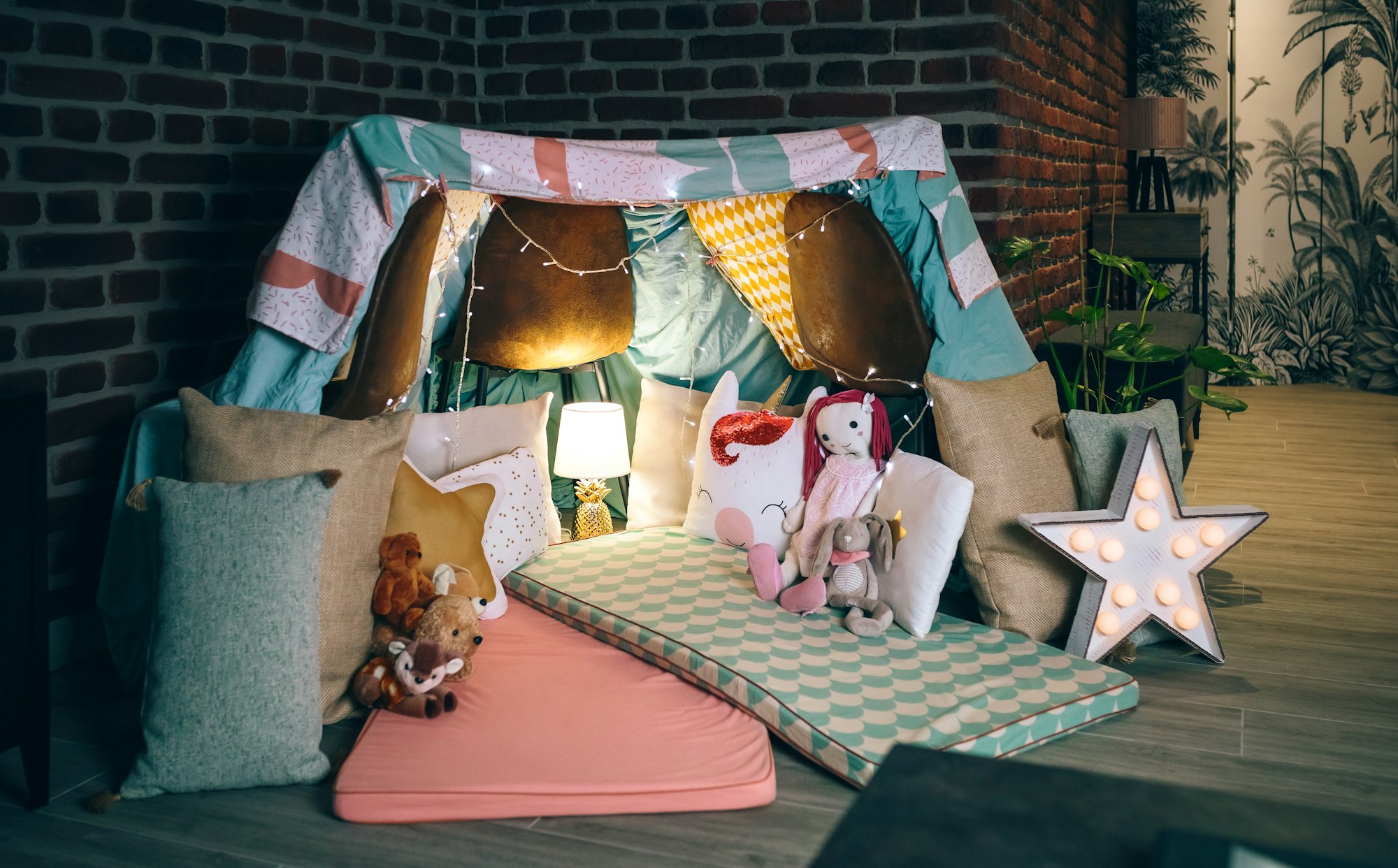 Diy tent decorated for pajama party